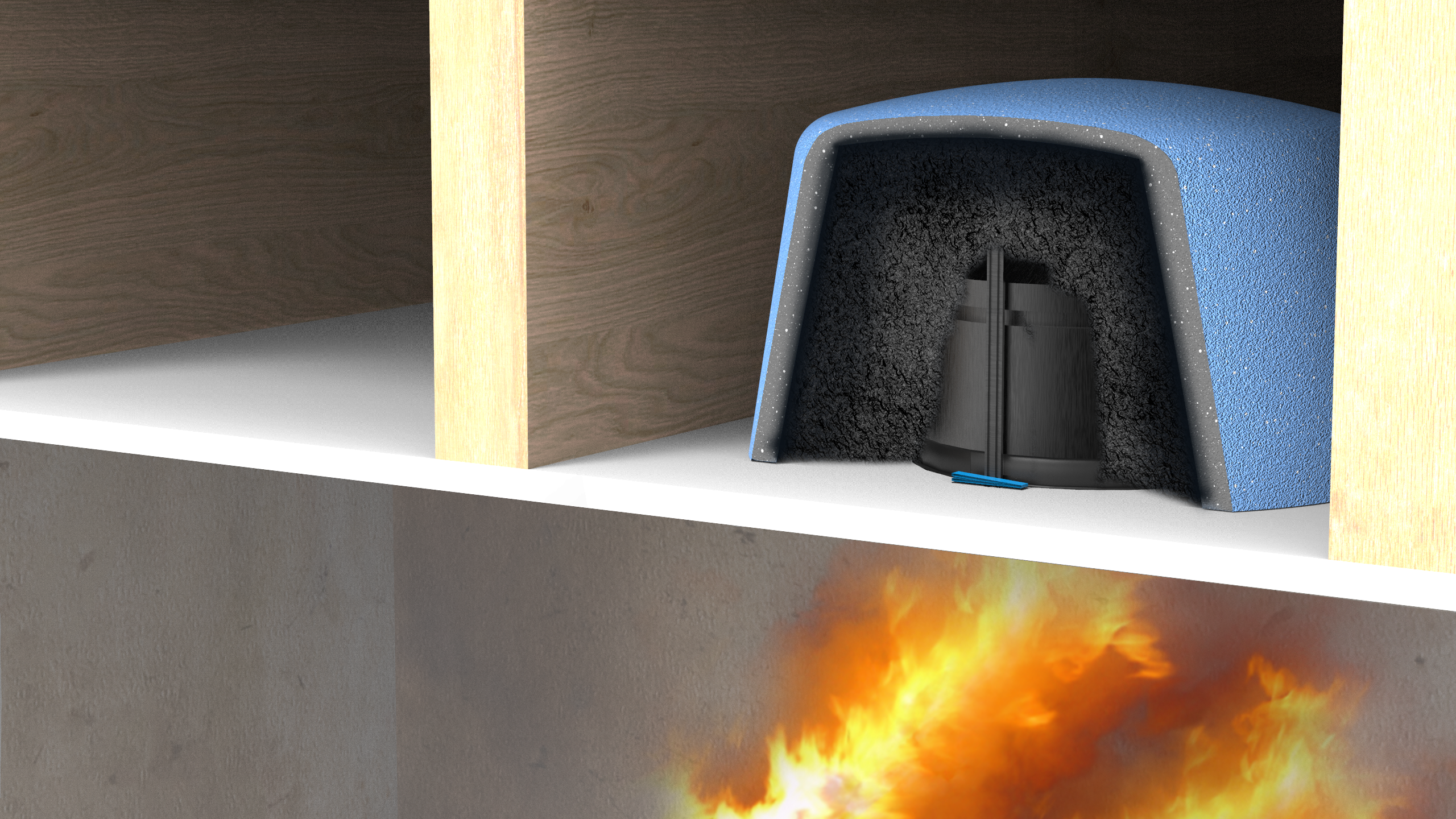 FRBC-UNI fire rated acoustic back can installation view
